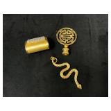 Three Gold-Tone Accessories, Including Snuffbox, S