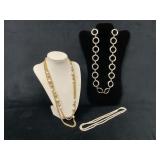 Three Fashion Necklaces Including Pearl and Chain