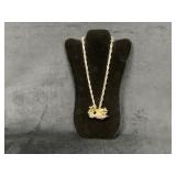 Silver and Gold-Tone Gamecock Pendant Necklace on