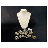 Costume Jewelry Including Necklace and Earrings