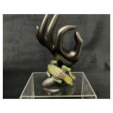 Betsey Johnson Green Alligator Hinged Bracelet wit