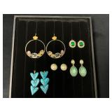 Five Sets of Earrings in Various Styles and Materi