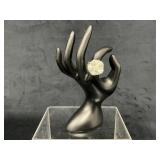 Size 7 Sterling Silver (925) Floral Design Ring wi