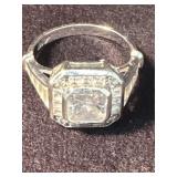 Sterling Silver Ring with Square-Cut Center Stone