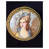 P. Pastaud Limoges Porcelain Portrait Brooch with