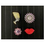 Three Decorative Brooches and Pendant Featuring Va