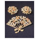 Floral Shoe Clips or Scarf Clips and Fan-Shaped Br