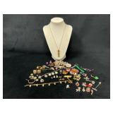 Costume Jewelry Including Necklaces, Brooches, and