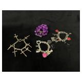 Beaded Bracelet and Three Charm Bracelets