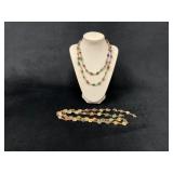 Gold-Tone Multi-Color Beaded Necklaces, Set of Two