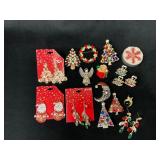 Holiday-Themed Jewelry Pieces Including Earrings a