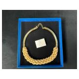 Gold-Tone Woven Rope and Metal Collar Necklace