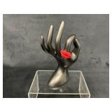 Red Rhinestone Lip-Shaped Ring, Size 10.5