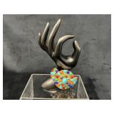 Gold-Tone Cuff Bracelet With Multicolored Cabochon
