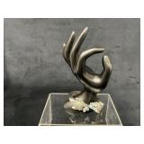 Silver-Tone Elephant-Design Hinged Bangle with Rhi