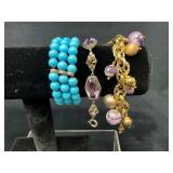 Three Assorted Bracelets with Turquoise, Amethyst,