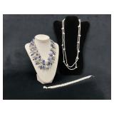 Three Costume Jewelry Necklaces and One Bracelet