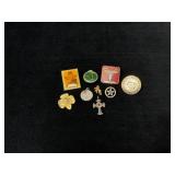9 Enamel and Metal Pins and Medals, Various Design