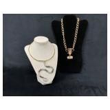 Gold-Tone Necklaces: Cleopatra Pendant and Rhinest