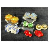 Vintage-Style Clip-On Earrings with Bead and Stone