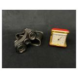 Compact Vintage Travel Clock and Opera Glasses wit