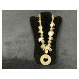 Mother-of-Pearl and Bead Necklace with Circular Pe