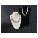 Vintage Lisner Necklace with Blue Rhinestones and