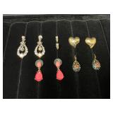Earrings Including Clip-On Heart Design and Variou
