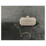 Crystal-Embellished Evening Clutch with Chain by A