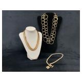 Three Fashion Necklaces Including Multi-Chain, Cir