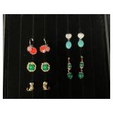 Five Pairs of Mixed-Material Earrings