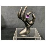 Gold Ring with Oval-Cut Purple Gemstone
