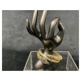 Gold-Tone Snake Cuff Bracelet with Black and Orang