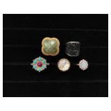 Five Rings Featuring Various Stones and Designs