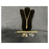 Gold, Silver, and Rhinestone Jewelry Including Nec