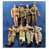 8 Vintage Military Action Figures