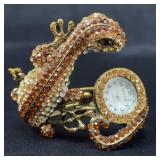Cici & Faye Lizard Motif Rhinestone Quartz Bn