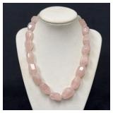 Faceted Rose Quartz Necklace with 14k Gold Cl