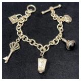 Silver Charm Bracelet with Five Charms
