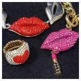 Crystal Lip Motif Necklaces and Ring Set
