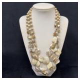 NY Shell and Wood Multi Strand Necklace