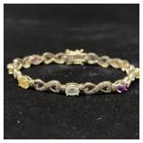 Sterling Silver 7" Gemstone Bracelet