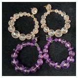 Two Pairs Beaded Hoop Earrings