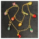 Gold Tone Charm Bracelet with Faberge Style