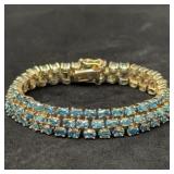 Sterling Silver Bracelet with Blue Stones to