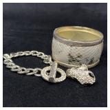 Two Bracelets and Crystal Snake Ring