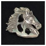 Sterling Silver Horse Head Brooch Pendant