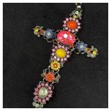 Large Colorful Rhinestone Cross Pendant on 23