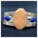 Sterling Silver Bracelet with Peach Stone and