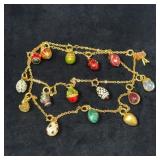 Gold Tone Chain With 16 Fabergï¿½ Style Egg and